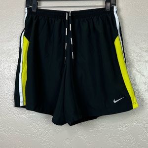 Nike DRI-FIT men athletic elastic waist black green shorts size‎ large